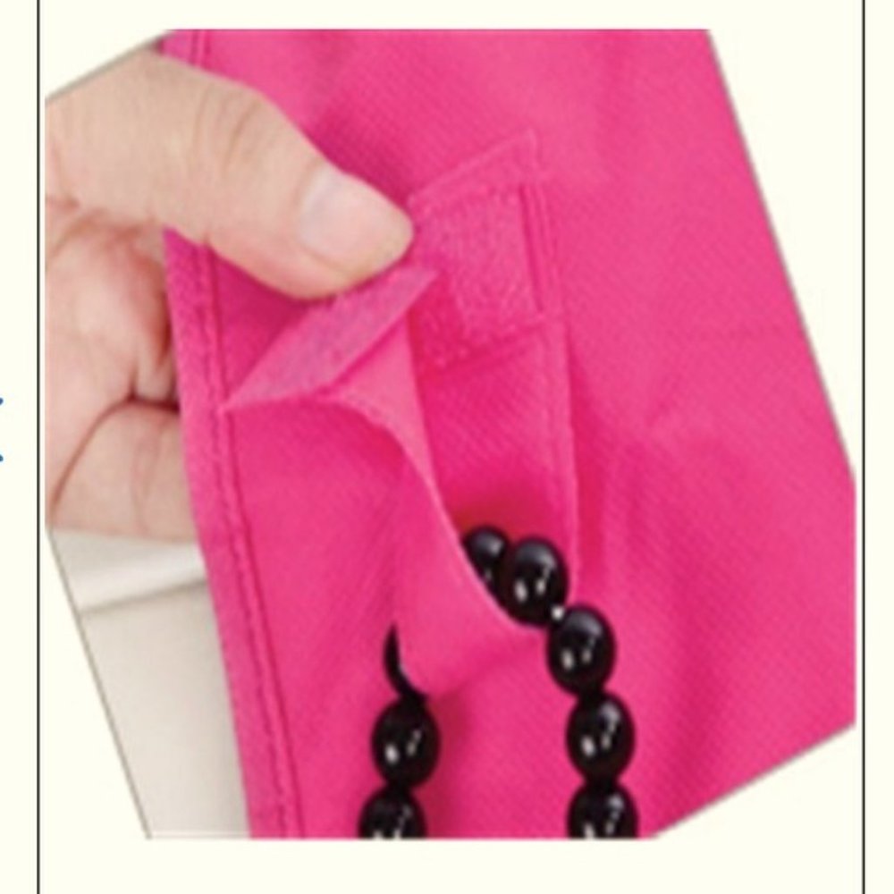 Jewelry Organizer Little Pink Dress Hanging Storage Bag Large 2 Sided Pink - Picture 8 of 16